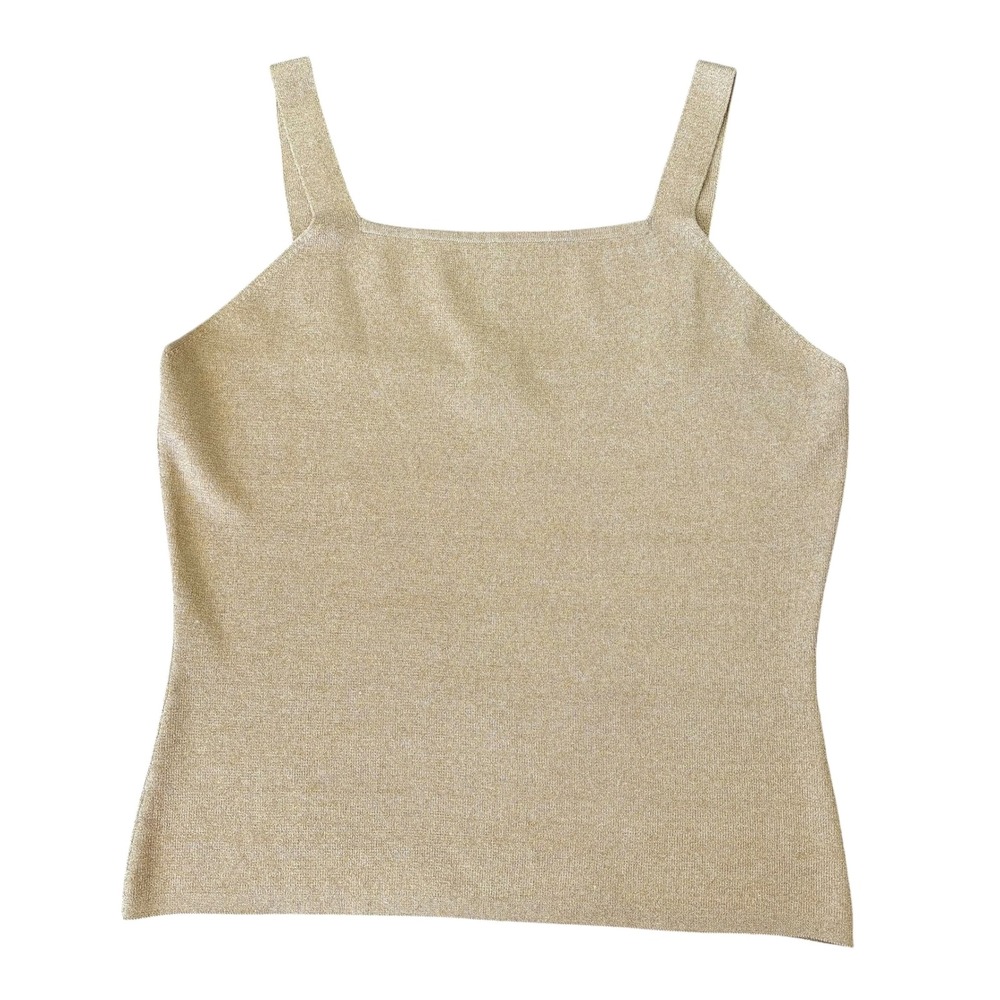 Claudia D Vintage Gold Metallic Silk Blend Knit Cami Tank Top XL 90s Mobwife